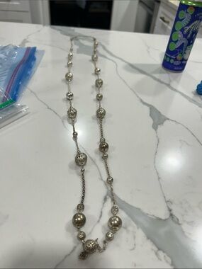 Silver Beaded Long Necklace - Elegant Women’s Jewelry